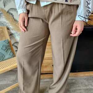 Pantalon Taupe — Pantalon Classique Taupe Coupe Élégante Femme