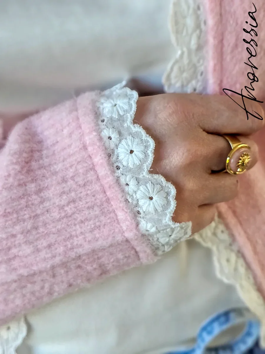 Gilet Flamingo — Gilet Ouvert Rose Pâle Femme – Image 5