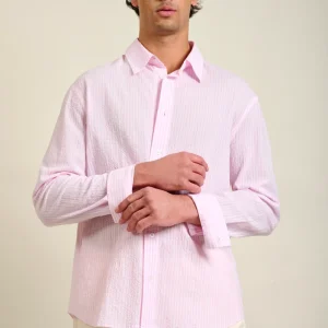 CHEMISE CAYLON STRIPES - ROSE