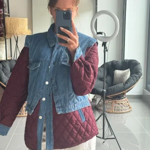 Veste Oversize Bi-matière Matelassée & Denim