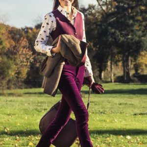 Pantalon en Velours Femme Prune